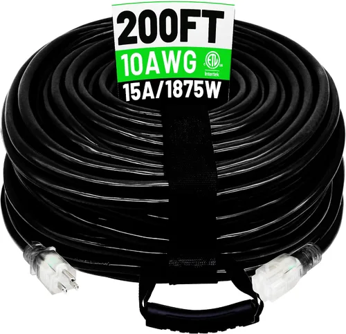Vista 14 de POWGRN Cable de Extensión para Exteriores de 50 Pies 10AWG Impermeable Resistente Calibre 10 de 3 Clavijas, Cable de Alimentación Largo Flexible