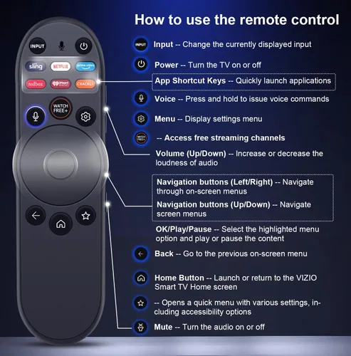 Vista 7 de Para control remoto Vizio Smart-TV, XRT270-Remote-Bluetooth reemplazo de voz aplicable con 4K Quantum Pro Vizio Smart TV Serie V Serie M y más