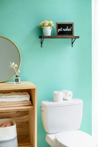 Vista 7 de Dahey Cesta tejida de macramé para almacenamiento de inodoro y 1 paquete de decoración de pared de baño de granja para baño, cuarto de servicio