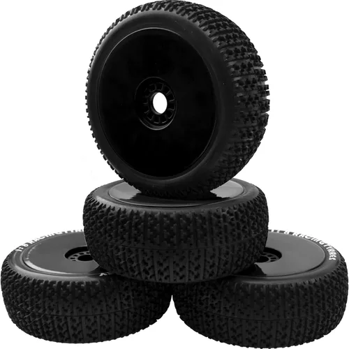 Vista 3 de ShareGoo OD 4.52 pulgadas 1/8 RC Buggy neumáticos de goma con llanta de plástico hexagonal de 0.669 in compatible con Arrma Kyosho Exceed RC Traxxas