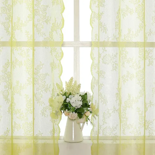 Vista 12 de Cortinas traslúcidas de encaje blanco para dormitorio, 55 x 54 pulgadas, paneles de cortina de encaje con rosas florales francesas duraderas