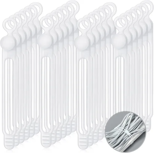 Vista 14 de Nuanchu 40 piezas de bridas para cables de silicona, soporte reutilizable, correas ajustables, organizador multiusos para cables de carga para Negro