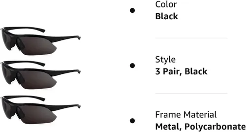Vista 7 de Golden Scute Gafas de seguridad tintadas, gafas de seguridad antivaho y protección UV, gafas de sol de seguridad Nemesis Satety (3 pares, negro)