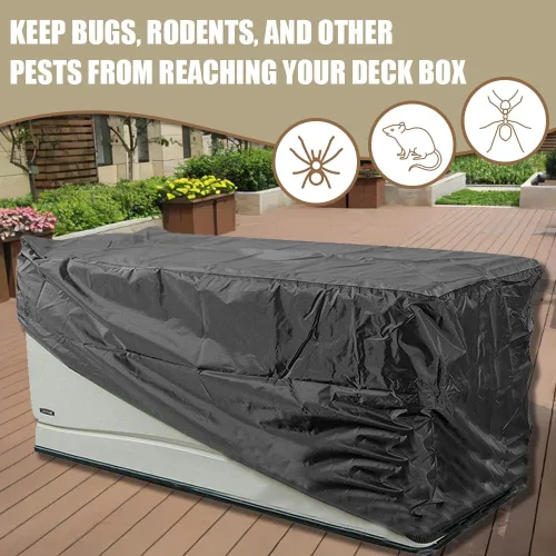 Vista 6 de Cubierta para caja de cubierta impermeable resistente al agua, caja de almacenamiento para patio, con cremallera, funda de banco otomano