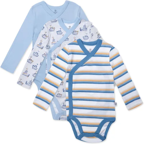 HonestBaby unisex-baby 3-pack Long Sleeve Side-snap Kimono Bodysuits Organic Cotton for Infant Baby Boys, Girls, Unisex