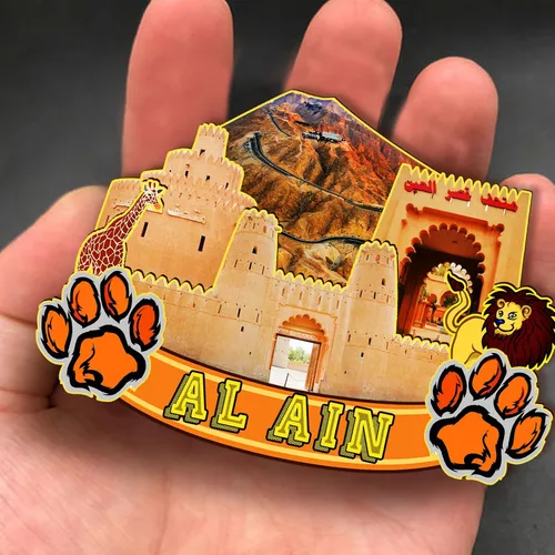 Vista 4 de Al Ain United Arab EMI - Imán de madera 3D para nevera, recuerdos coleccionables, decoración artesanal