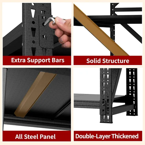 Vista 6 de 67" W Garage Shelving, Adjustable Metal Shelving, 5000LBS Heavy Duty Storage Shelves, 4 Tier Industrial Shelving for Shop, Garage, Warehouse