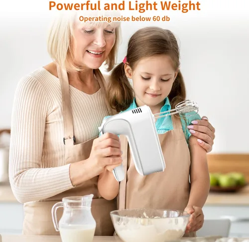 Vista 6 de CBQ Hand Mixer Electric, 9 Speed 400W Handheld Mixer with Digital, Touch Button, Turbo, Snop-On Storage Case, 5 Stainless Steel Accessories, Hand