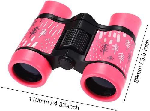 Vista 2 de uxcell Prismáticos 4X30 Compactos Plegables Binoculares a prueba de golpes Rosa con Correa para el Cuello para Avistamiento de Aves Senderismo
