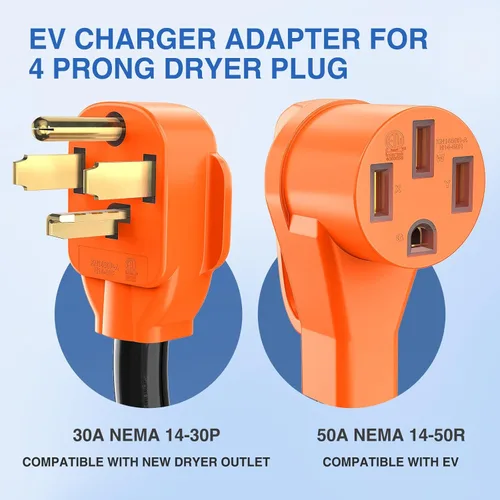 Vista 6 de Nilight Cable adaptador EV de 30 amperios a 50 amperios de cobre puro de 4 clavijas de cobre puro para secadora a enchufe EV, resistente calibre 10