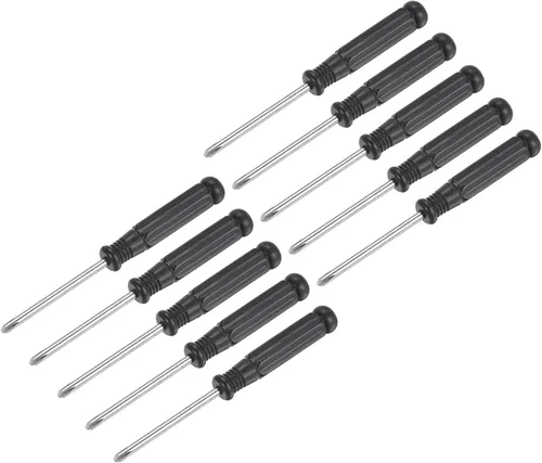 Vista 6 de uxcell Mini destornillador Phillips, cabeza cruzada de 0.098 in con mango negro para electrodomésticos pequeños, 10