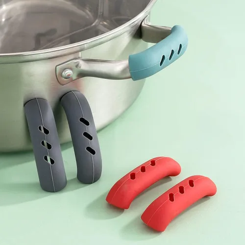 Vista 6 de DonLeeving 12 fundas de silicona para mango de olla, resistentes al calor, antideslizantes, para sartén de hierro fundido, sartén, sartén de metal