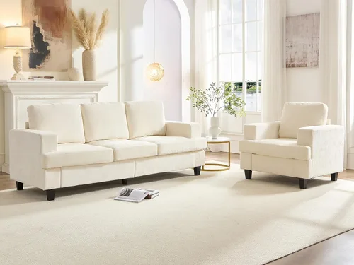 Vista 15 de Mjkone Juego de sofás de 3 piezas, sofás seccionales de 3 asientos y sofá biplaza con sillón, sofás de 82 pulgadas de ancho para sala de estar, sofá