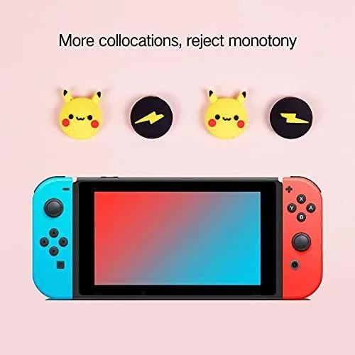 Vista 4 de PERFECTSIGHT Lindas tapas de agarre para pulgar compatibles con consola Nintendo Switch OLEDLite, funda de botón analógico de silicona suave Kawaii