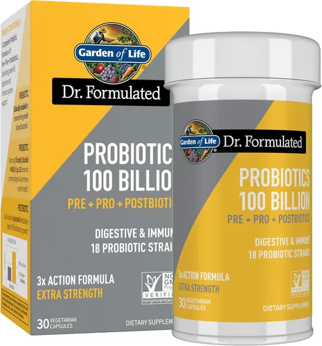 Garden of Life Dr Formulated - Suplemento completo. Pro, pre y postbióticos 3 en 1, 1 al día. Salud digestiva e inmune para mujeres y hombres. Extra