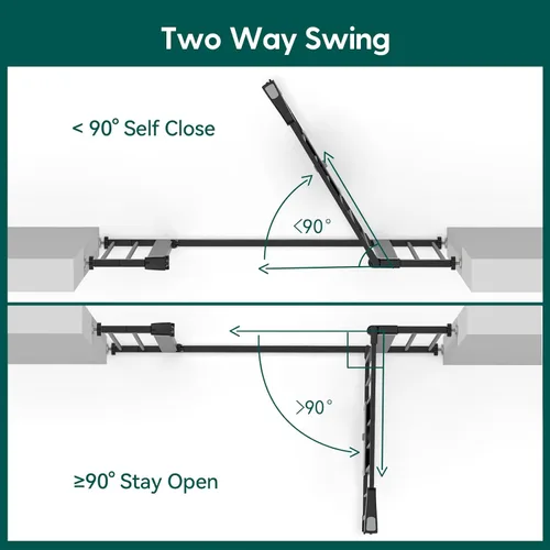 Vista 4 de Babelio - Puerta de seguridad con cierre automático para bebés con puerta para gatos, puerta de metal de 73-109 cm para puertas, escaleras, casa