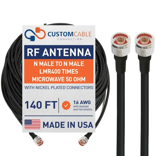 Vista 9 de Custom Cable Connection Cable de antena coaxial de baja pérdida de 3 pies N macho a N macho LMR400 veces para microondas de 50 ohmios para Negro