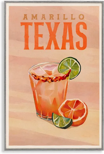 Vista 11 de Stupell Industries Amarillo Texas Cocktail Framed Giclee Wall Art Design by The Whiskey Ginger, Black Framed, 12 x 18