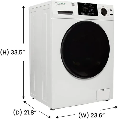 Vista 4 de Pemberly Row Lavadora secadora todo en uno, 1.62 pies cúbicos, acero inoxidable, blanco, 15 programas, ventilada para un secado más rápido, combo