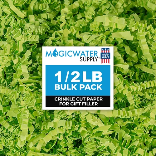Vista 28 de MagicWater - Papel de corte arrugado para cestas de regalo, 1/2 libra, verde militar, perfecto para relleno de papel triturado, relleno de cesta
