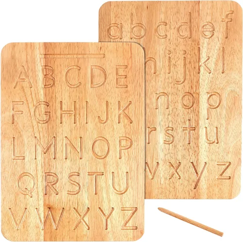 Tablero de trazaso del alfabeto Montessori& Me, hecho de madera, letras de Montessori - Letras de madera - letras grandes para niños pequeños a