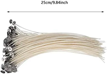 Vista 3 de 100 mechas para velas, de humo bajo, para hacer velas, ecológicas, hechas a mano, 25 cm