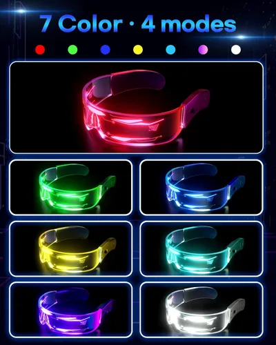 Vista 3 de NIUCOO LED Visor Glasses Light Up Cyberpunk Futuristic Luminous Cosplay Glasses