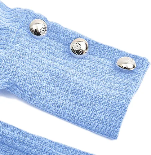 Vista 5 de Suéter de cuello redondo para mujer, manga larga de farol, bloque de color, a rayas, lindo suéter suelto de punto gofre, suéter de punto