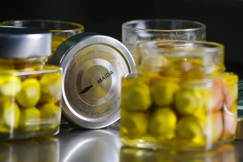 Vista 2 de Corazones pequeños de alcachofa conservados en AOVE - Maida Farm, Campania, Italia