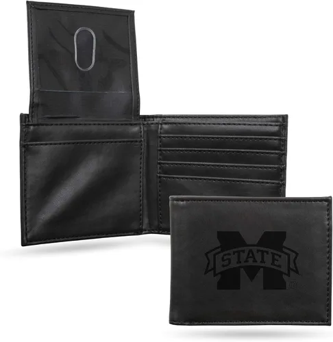 Vista 9 de NCAA Rico Industries Cartera Billetera con Grabado Láser Cartera Billetera con Grabado Láser - Diseño Delgado - Gran Regalo Negro