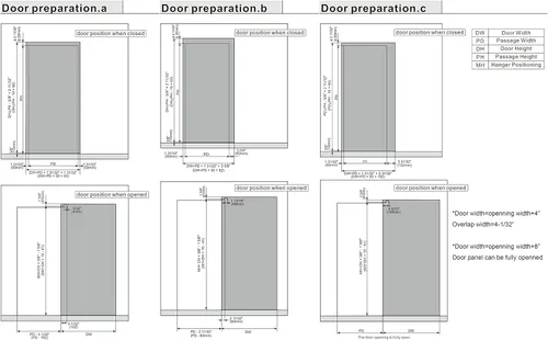 Vista 7 de DIYHD Herrajes para puerta corrediza oculta de granero de 38 pulgadas con mecanismo de cierre suave, sin riel de suelo, se ajusta a ancho