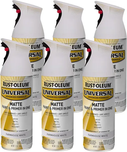 Vista 68 de Rust-Oleum 267298-6PK Pintura en aerosol martillada universal para todas las superficies, 12 onzas, blanco, paquete de 6
