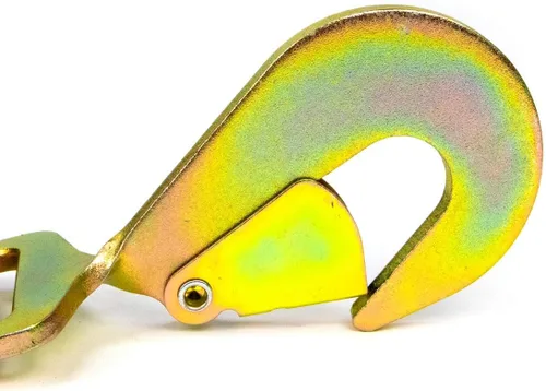 Vista 3 de VULCAN Correa combinada de amarre de eje con trinquete de gancho a presión, 2 pulgadas x 114 pulgadas, paquete de 4 unidades, amarillo clásico