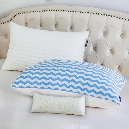 Vista 10 de Almohadas de tamaño estándar – Almohada firme ajustable para dormir de espalda y de lado – Almohada de enfriamiento de espuma viscoelástica