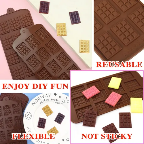 Vista 5 de 2 Piezas de Moldes de Silicona Separables para Chocolate, Molde Cuadrado de Silicona, Molde de Barra de Chocolate y Caramelo Antiadherente, Molde