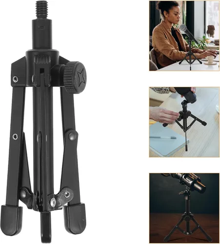 Vista 5 de Soporte de escritorio para micrófono de trípode de altura estable Soporte de mesa de metal para grabar conferencias de transmisión Reuniones de chat
