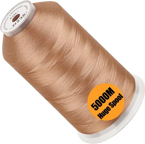 Vista 45 de New brothread - Bobina única de 5000 m de hilo de poliéster para máquina de bordar 40WT para máquinas comerciales y domésticas - Marigold