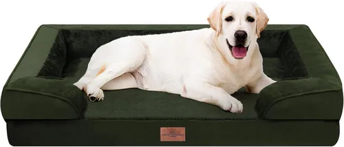 Vista 327 de Comfort Expression Cama ortopédica para perros extra grandes de 45 x 35 pulgadas, cama para mascotas XL de espuma tipo caja de huevos impermeable