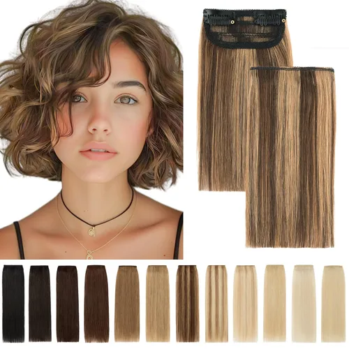 Vista 13 de SEGO 2 piezas de extensiones de cabello cortas con clip, cabello humano de 6 pulgadas, 20 g, extensiones de cabello humano para mujeres con cabello
