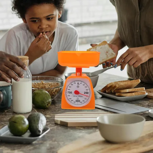 Vista 3 de Báscula de cocina mecánica con pantalla de dial, báscula de peso de porción precisa para uso de alimentos y laboratorio, encimera de cocina