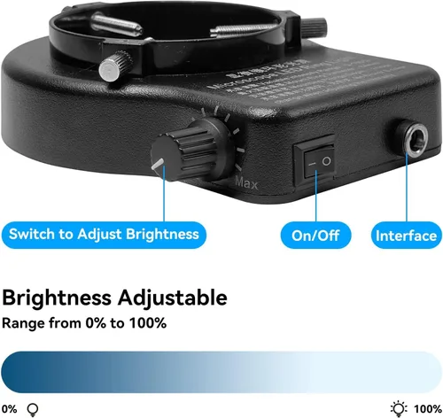 Vista 3 de 144 64 Iluminación LED de anillo de luz para microscopio estéreo, lámpara de luz de anillo ajustable industria, monocular, binocular, soldadura 64