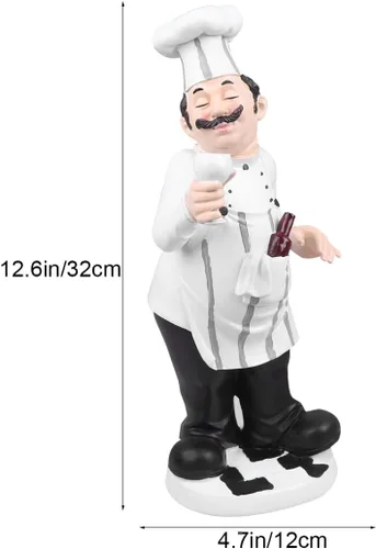Vista 2 de VOSAREA Figura de chef francés, estatua coleccionable de resina para el hogar, decoración de mesa para decoración de casa de campo (chef tostado)