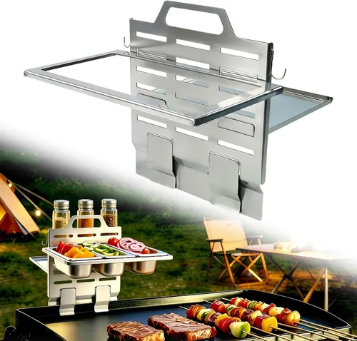 Adjustable Griddle Shelf with Steam Pan Insert, Premium Stainless Steel