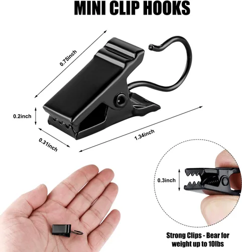Vista 2 de Clips de luz para colgar ganchos: paquete de 50 clips de luces colgantes al aire libre – Cadena de metal resistente para toldo de cámper, gancho