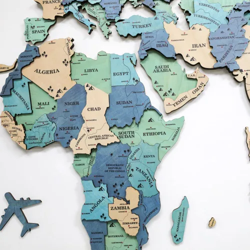 Vista 3 de Mapa del mundo de madera 3D, mapa de pared de madera, regalo de inauguración de la casa, mapa del mundo, decoración artística de pared, mapa