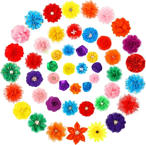 Hoteam Juego de 50 piezas de collar de flores para perro, lazos para mascotas, para bodas, fiestas de cumpleaños, día de San Valentín, perros,