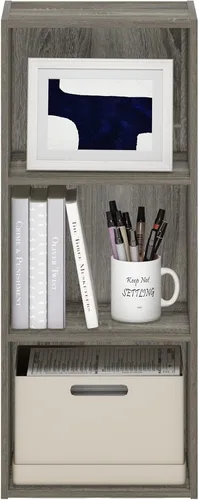 Vista 184 de Furinno - Estantería de cubos de 5 niveles serie Luder para libros y almacenamiento, color roble francés