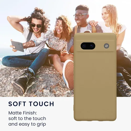 Vista 4 de kwmobile Funda compatible con Google Pixel 7a - Funda protectora delgada de TPU para teléfono - Acabado mate suave - Gris pardo