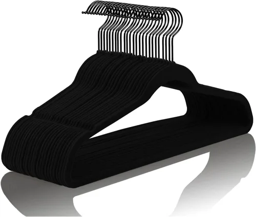 Vista 40 de MIZGI Perchas de Terciopelo Premium (Paquete de 50) Resistentes - Perchas de Fieltro Antideslizantes - Percha de Traje de Terciopelo Marfil