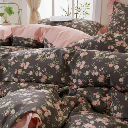 Vista 31 de mixinni Juego de funda de edredón de algodón floral para niñas y adolescentes, con lazos de cremallera, fácil cuidado, ultra suave y transpirable